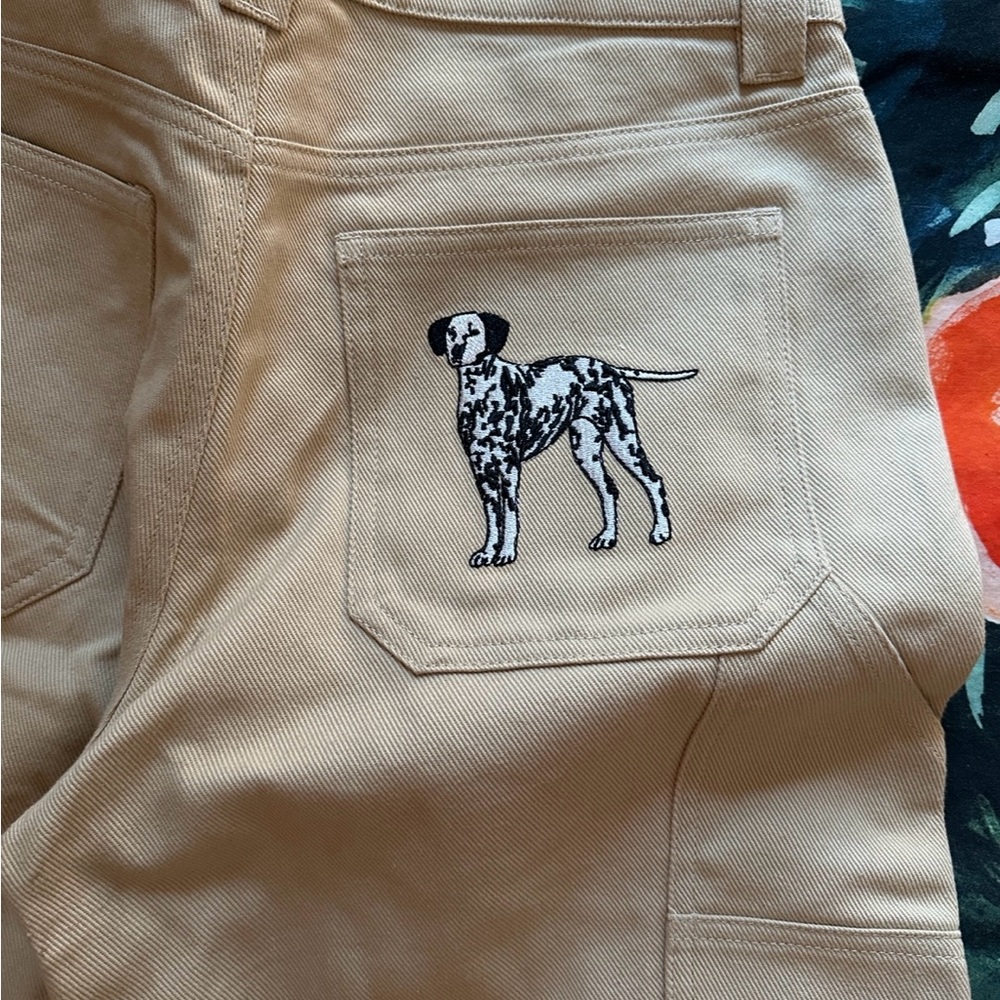 Khaki Pants with Dalmatian Embroidery